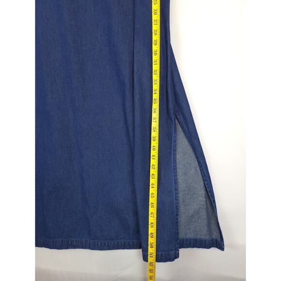 Original TY Wear Denim Overall Maxi Dress Embroidered Women‎ 20 W Blue Modest - Picture 4 of 10